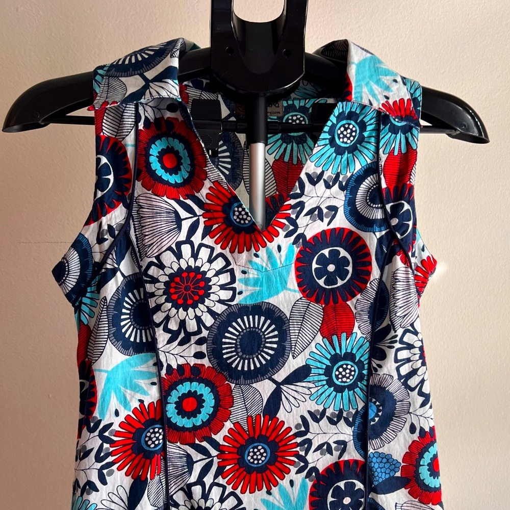 Apsara Vesper Tunic Tank Style Cotton Dress Red White & Blue